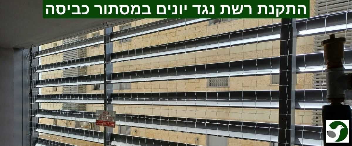 התקנת רשת נגד יונים במסתור כביסה